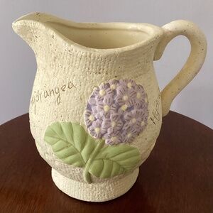 Vintage pottery style Hydrangea Pitcher, Floral Pitcher, Potter Pitcher